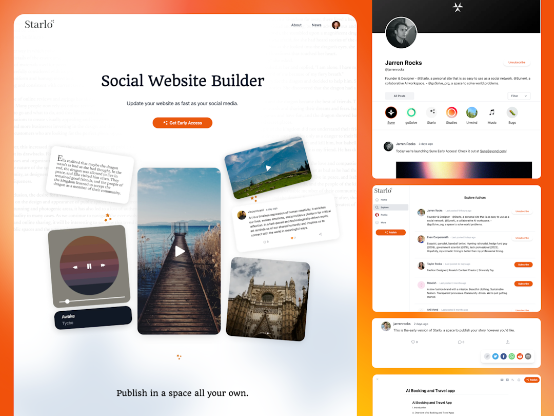 Social website builder screenshot